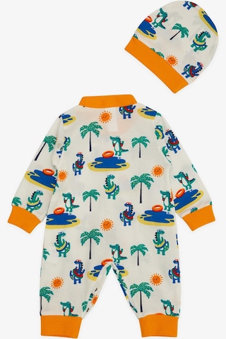 Breeze Erkek Bebek Tulum Tatil Temalı Hayvancık Desenli 0-6 Ay, Beyaz Beyaz