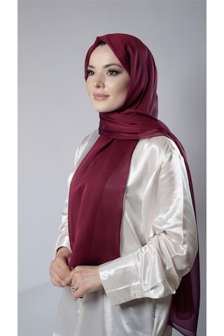 Hürrem Bone Bordo Düz Klasik Şal Şifon Kumaş Janjan Abiye 202108 16 Bordo
