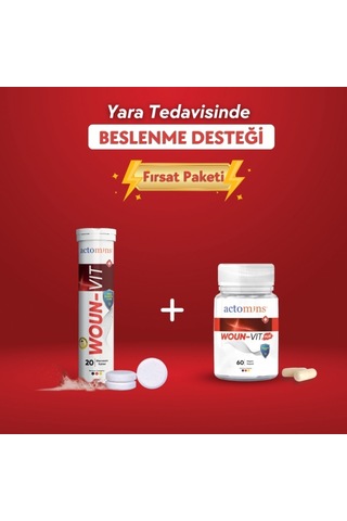 Actomins Woun-vit 20 Efervesan Tablet + Woun-vit Plus 60 Vegan Kapsül