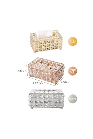 Gajeena Gümüş Pembe Kristal Cam Mendil Kutusu, Flip Kapaklı Ev Ofis Dekorasyonlu, Kolay Mendil Değiştirme, Dayanıklı Ve Şık Tasarım