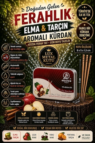 Mucize Elma-tarçın Aromalı Kürdan-sakız Ve Şeker Alternatifi -değişik Meyve Tatlarında Nefes Ferahlı