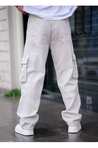 Cool Tarz Erkek Kargo Cep Baggy Pantolon Gri Rengi Gri Gri