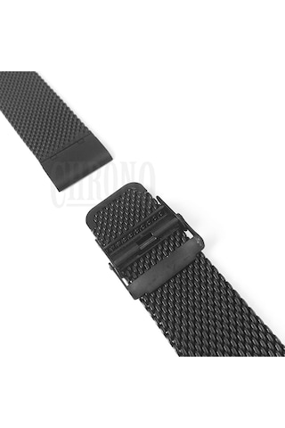 22mm Siyah Kalın Hasır Paslanmaz Çelik Spor Saat Kordonu