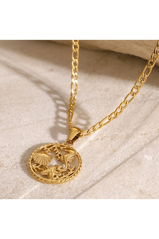 Paslanmaz Çelik Okyanus Serisi Kolye Yüksek Kaliteli İns Mücevher 18 Ayar Altın Kaplama Deniz Kabuğu Kolye Ucu Diğer