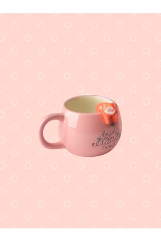 3d Sarkan Sevimli Hayvan Figürlü Seramik Kupa Açık Pembe