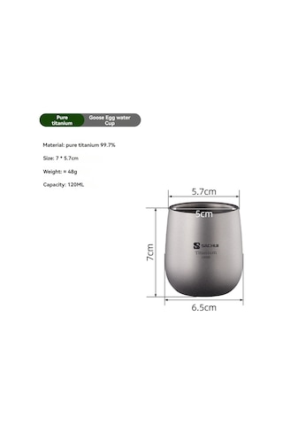 Neevoyu Titanyum Materyal 120ml Çift Katlı Bardak, Taşınabilir Kamp/kahve Fincanı, Ofis Ve Dış Mekan Kullanıma Uygun Gümüş