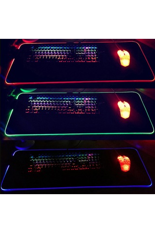Geeksen Rgb Işıklı Mouse Pad, Çeşitli Işık Modları, Kauçuk Kaymaz Alt, Ofis Ve Espor İçin, 300x350x3mm Büyük Boyut