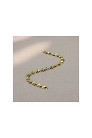 Premium Gold Zirkon Taşlı Geometrik Tasarım Elegant Bileklik Altın