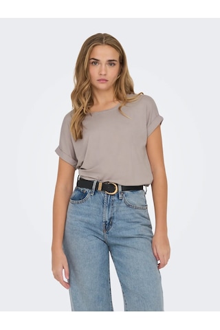 Only Kadın Kısa Kollu Bisiklet Yaka Kahverengi T-shirt - 15106662