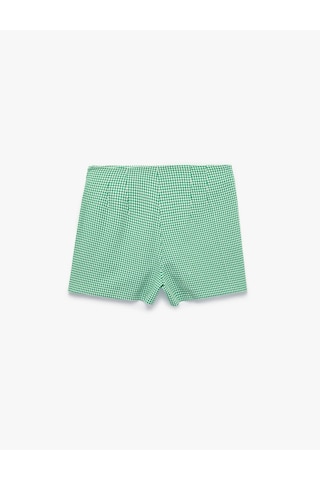 Koton Slim Fit Pötikare Mini Şort Yeşil Ekose 6sak40435pw Yeşil Ekoseli