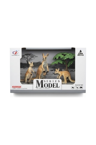Yavrulu Kanguru Ailesi Figür Seti- Model Hayvan Oyuncak
