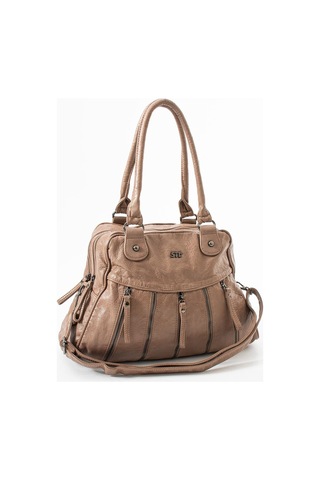 571 Collections Yıkanmış Deri Çok Gözlü Omuz Çantası Vizon Model: 571-12l