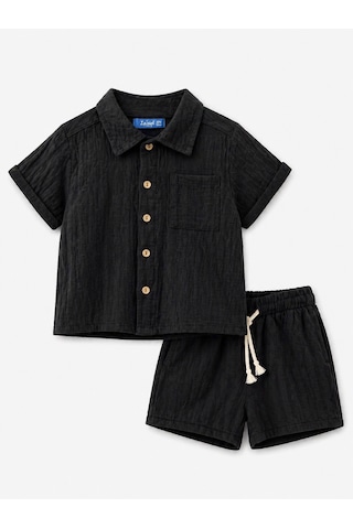 Baby Lory Kids Store Erkek Çocuk Renkli Dokuma Gömlekli Takım Siyah