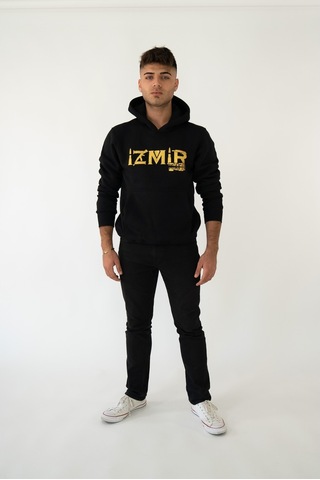 Izmir Mafıa Kapşonlu Siyah Unisex Sweatshirt Hoodie Polar Siyah