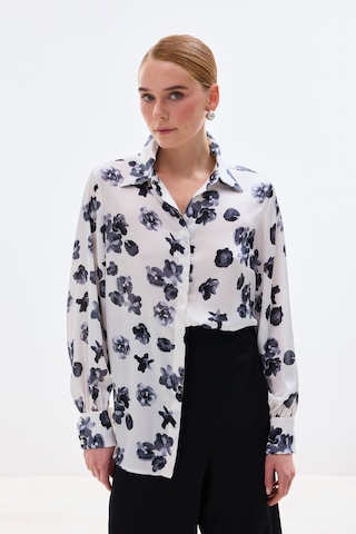 Sateen Desenli Salaş Gömlek - Siyah-136805 Siyah