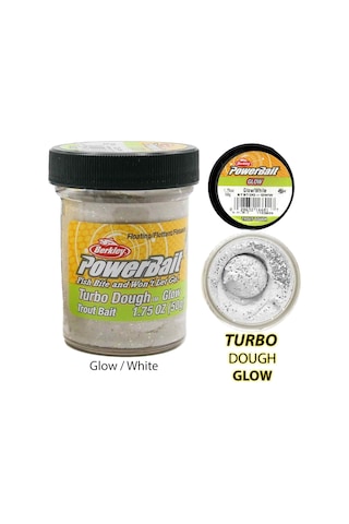 Berkley PowerBait Extra Doğal Kokulu Glitter (Simli) Alabalık Hamuru - Glow / White