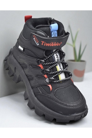 Twittoys 390u Ortopedik Taban Lastikli Cırtlı Kız Çocuk Bot Erkek Çocuk Bot Unisex Çocuk Bot Siyah - Kırmızı