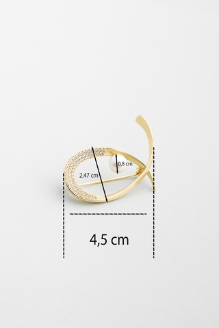 So Chic Aria İnci 18 Ayar Sarı Altın Kaplama Gümüş Broş Sarı