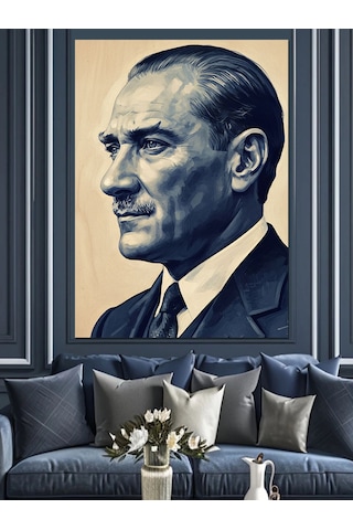Karizma Tablo Atatürk Portresi Dekoratif Kanvas - Mdf Ahşap Tablo