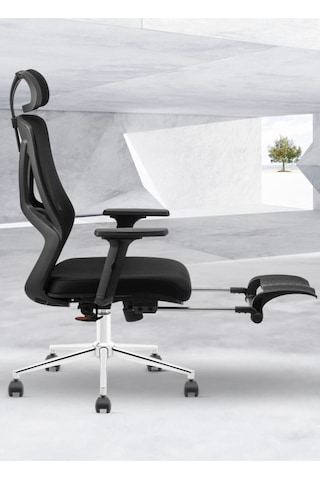 Shoyse Fileli Yönetici Koltuğu Ayak Uzatmalı Ofis Koltuğu Ergonomik Ofis Koltuğu Siyah