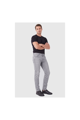 Deepsea Erkek Slim Fit Dar Kesim Likralı Gri Kot Pantolon Yumuşak Dokulu Esnek Jean 2600816
