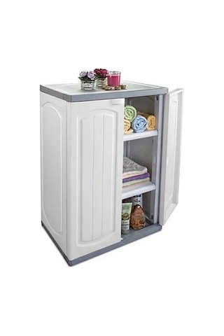 Çelikayna Çok Amaçlı Demonte Banyo Dolabı İki Kapılı Üç Raflı-805 Beyaz