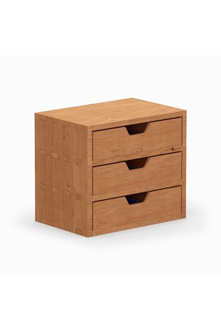 Desna Üç Katlı Üç Çekmeceli Mini Dolap - Kiraz 18 Cm Uzunluk X 12.1 Cm Derinlik X 15.8 Cm Woodsaka Doğal Ahşap