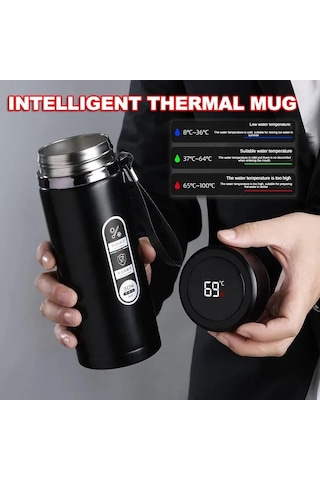 Led Sıcaklık Göstergesi İle 500ml-1stainless Paslanmaz Çelik Diğer Siyah