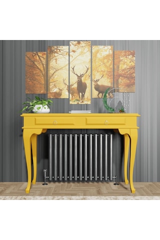 Roys Ahşap 120 Cm Hardal Çekmeceli Petek Üstü Yüksek  Dresuar Ahşap