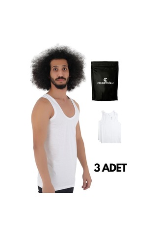 Cennetoğlu 3'lü Paket Erkek Atlet Pamuklu Beyaz Beyaz