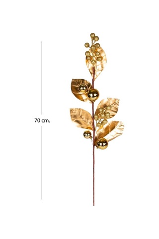 Yılbaşı Çiçeki Pike Berry Gold Simli Gold Yapraklı Yılbaşı Toplu Gold 70 Cm