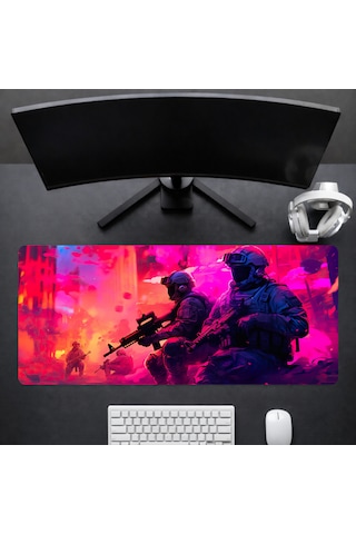 90x40 Cm Desenli Oyuncu Gaming Mouse Pad Kaymaz Kauçuk Taban Fare Altlığı Xxl Neonstrike Serisi 02