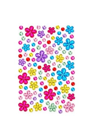 Taş & Çiçek Rhinestone Sticker Yapışkanlı Saç, Yüz, Tırnak, Vücut Ve Süs Taşı Çok Renkli