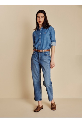 Brooks Brothers Mavi Kadın Pamuklu Denim Pantolon Boot Cut Denim Pantolon