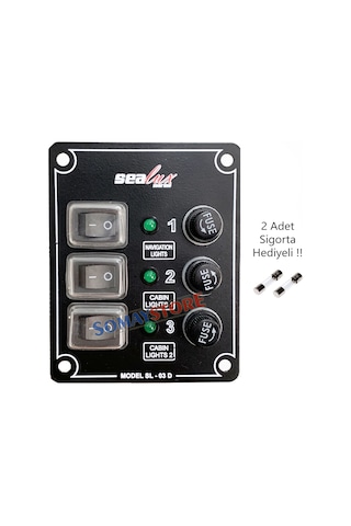 3 Anahtar Dikey Switch Panel - Sigorta Paneli - Tekne Karavan