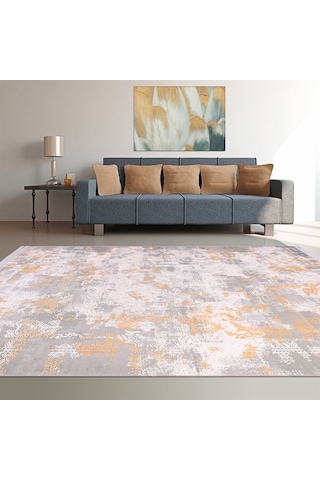 Çam Halı Crea Plus Galaxy Blossom 13408 Gri Taba Eskitme Desenli Makine Halısı