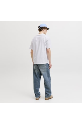 Jack & Jones Erkek Gögüs Baskili Bisiklet Yakatisört - Savona - 12310070 Beyaz