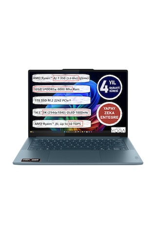 Lenovo Yoga Pro 7 14AKP10 83KG000GTR Ryzen AI 7 350 32 GB 1 TB SSD 14.5" Dos Dizüstü Bilgisayar