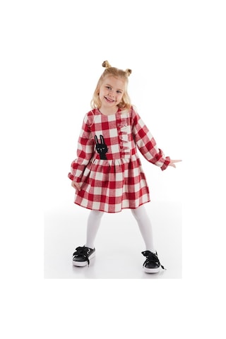 Denokids Siyah Tavşan Ekose Kız Çocuk Elbise Çok Renkli