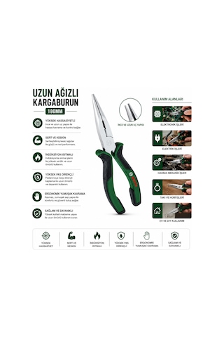Bşkvirgo Kargaburun Pense 180 Mm Uzun Uçlu Ergonomik Saplı Bsk2026