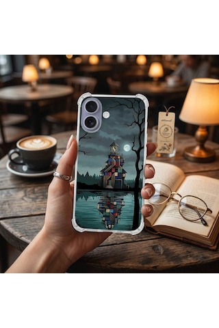 Printify Apple iPhone 17promax İle Uyumlu Simya Serisi Gölge Ve Cam Tasarımlı Uv Baskılı Köşe Korumalı Antişok Kılıf Şeffaf