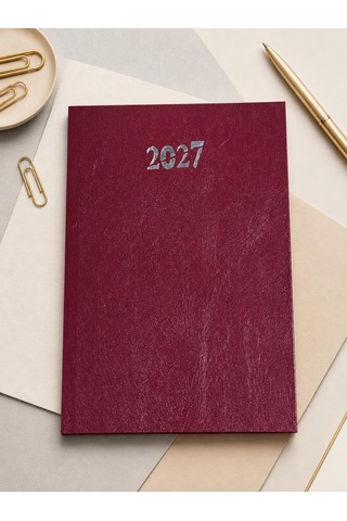Ofisinn 2027 Cilt Bezli Sert Kapak 17x24 Cm Planlayıcı Günlük Ajanda Bordo