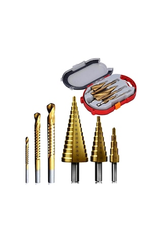 Yüksek Kalite Kademeli Matkap Sac Delme Ucu Seti 6 Parça Kademeli Matkap Ucu Seti Özel Çanta