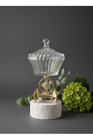 Çnr Home Collection Ultra Lüx Kristal Kapakli Şekerlik Gold Detayli Büyük Kase 23145655 Altin