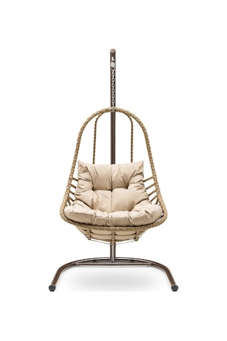 Premium Rattan Salıncak El Örgüsü Bahçe & Balkon & Teras & Ev Salıncağı Kahverengi