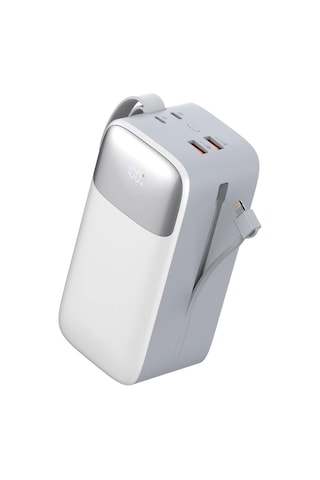 Sword SW-50PO3 50000 Mah Pd 22.5 W Hızlı Şarj Kendinden Kablolu Type-c & Lightning Powerbank Beyaz