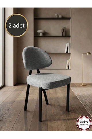 Evko Mobilya Damla Sandalye, Mutfak Salon Sandalyesi, 2 Adet Sandalye, Metal Sandalye, Yemek Sandalyesi, Otel Cafe Restoran Sandalyesi Gri
