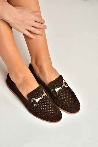 Fox Shoes Y291262402 Kahverengi Süet Toka Detaylı Kadın Babet Kahverengi