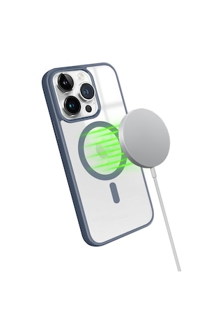 Apple Uyumlu iPhone 13 Pro Magsafe Özellikli Renkli Clear Case Kapak