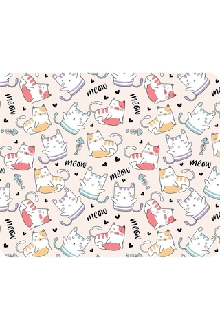Minik Kediler Meow - Kare Baskılı Mouse Pad Mousepad